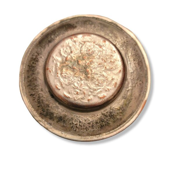 Vintage Persian Round Tray Copper with Tin Wash Corn Harvest Design JH1333 - Picture 3 of 5